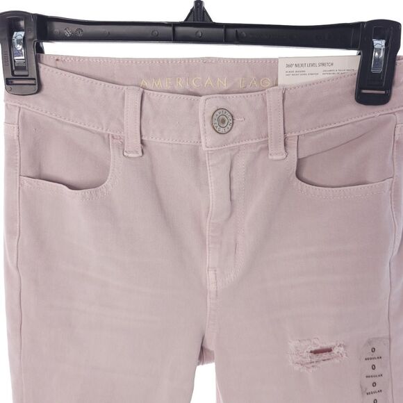 American Eagle Hi-Rise Jegging 360 Ne(x)t Level Stretch Distressed Jeans 0/25 - Picture 3 of 11